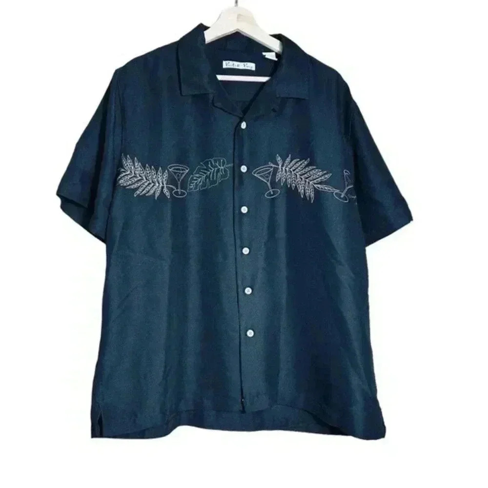 BATIK BAY BUTTON UP HAWAIIAN SHIRT SHORT SLEEVE MENS L